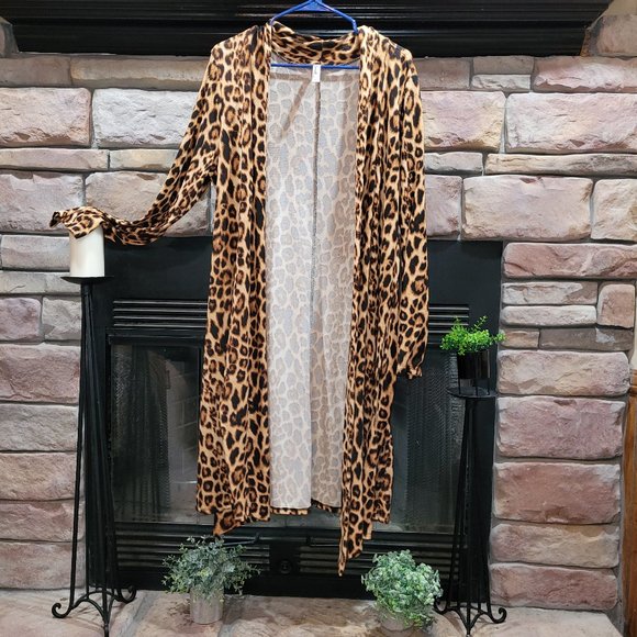 Beeuniq open long animal print cardigan Size 1XL - Picture 4 of 6